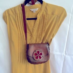 VINTAGE Small Handmade tooled leather bag